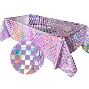 Manteles Desechables de Plástico Impermeables, Cubiertas de Mesa Láser para Eventos, Bodas, Discotecas, Cumpleaños, Fiestas, Decoración de Sirenas - Product Image 3