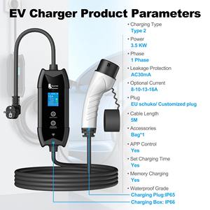 Cargador de Vehículos Eléctricos Portátil Feyree de 3.5kW, Tipo 1 J1772, Nivel 1, CA, con Control Inteligente por Aplicación WIFI para Estándar Americano - Product Image 6