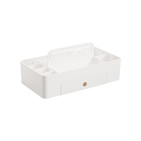 Grande boîte de rangement pour cosmétiques en PP à 2 niveaux, pour soins de la peau, rouges à lèvres, crayons à sourcils