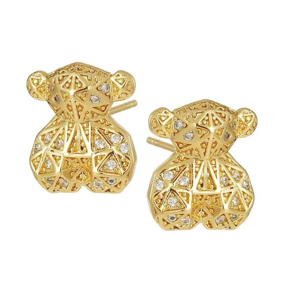 Vente chaude Boucles d'oreilles compactes simples Boucles d'oreilles créatives géométriques amour petit ours