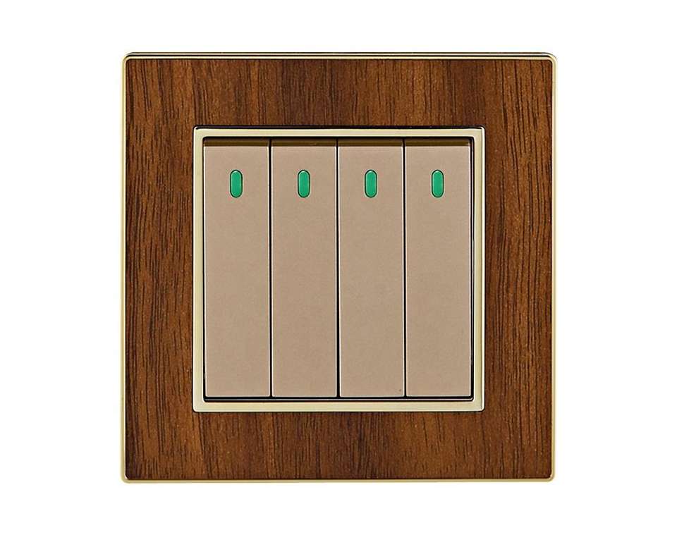 China Wenzhou 4 Gang Wood Grain Gang Wall Switch Smart Home Wall Switch