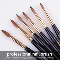 Pinceau à ongles en acrylique Kolinsky avec logo personnalisé, pinceau à cheveux pour ongles, stylo spécial pour extension d'armure en cristal, vente en gros d'usine