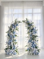 Arche de mariage bleue et blanche, arrangement de fleurs artificielles en soie, arche florale pour la cérémonie de mariage, toile de fond pour événements et fêtes