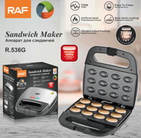 Machine à petit-déjeuner et collation RAF Nut Maker 750W, plaque de cuisson ovale antiadhésive, chauffage double face, chaleur uniforme, pour la cuisine R.536G