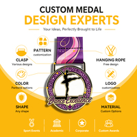 Medallas de Baile Personalizadas de Aleación de Zinc, Medallas Deportivas 3D Fundidas a Presión con Acabado Hueco para Clubes, con Cinta Personalizada para Eventos