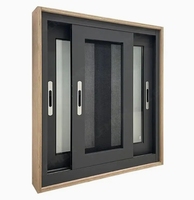 Diseño moderno Puerta corredera de aluminio Ventanas Marco de aleación de aluminio Malla de pantalla de acero inoxidable Ventana corredera horizontal Calor