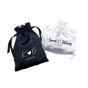 Sac de rangement en soie pour cosmétiques, bijoux, petits cadeaux, pochette en satin avec cordon de serrage, impression de logo, taille personnalisée pour mariage, fête - Product Image 1