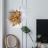 Applique murale en forme de feuille d'arbre, lampe artistique faite à la main, verre, luxe, élégante, matériaux en cuivre, Art