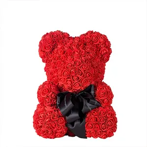 40cm Teddy-Rosenbär mit Schachtel künstlicher PE-Blumenträger Rose Valentinstag für Freundinnen Ehefrau