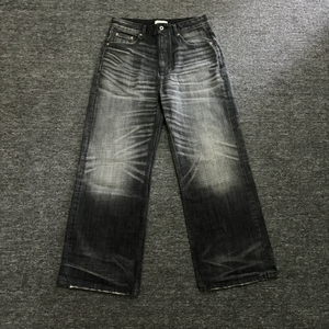 <span class=keywords><strong>Jean</strong></span> ample vintage déchiré pour homme en denim brut japonais selvedge de haute qualité, coupe large, style designer personnalisé - Product Image 4