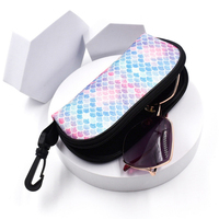 Étuis à lunettes à fermeture éclair motif poisson pailleté avec crochet en plastique