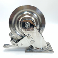 4 "5" 6 "8" Inch Total Acier Inoxydable Toutes les roulettes SUS 304 Roues pivotantes Frein résistant à la corrosion Chariot robuste Personnaliser 316