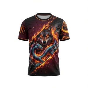 Wolf Dragon Fire Fantasy AOP Tee Chemise cadeau avec nom personnalisé - Product Image 2