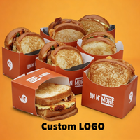 Conteneur alimentaire jetable biodégradable pliable personnalisé OEM, boîte à hamburger en papier, plateau à pain grillé, plateau à sandwich, plateau à beignets