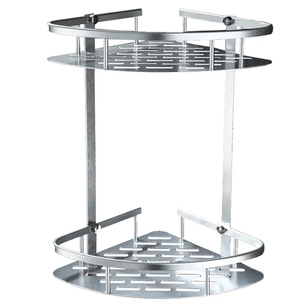 Soporte de exhibición de esquina de metal Estante de esquina de baño triangular de acero inoxidable Estante de almacenamiento de cosméticos de inodoro sin perforaciones - Product Image 5