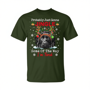 T-shirt de Noël noir pour Labrador avec motif de chien de Noël « Jingle I'm Tired» - Product Image 2