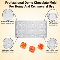 Moule à chocolat en polycarbonate PC 21 cavités, dôme carré, qualité alimentaire, transparent, facile à démouler, outil de cuisson DIY pour bonbons