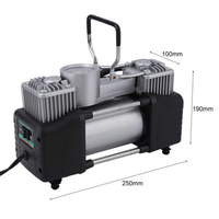 Compresseur d'air portable 12V en métal à double cylindre pour pneus, robuste, avec sac de transport, 150 PSI, avec adaptateur pour voiture