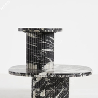 Table basse en marbre noir antique de haute qualité, meubles de salon de luxe en pierre naturelle
