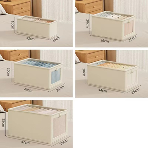 Boîte de rangement pliable moderne en tissu 100 % coton, grande capacité 35 L, anti-poussière, pour vêtements, chambre et balcon - Product Image 5