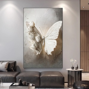 Arte Mural de Mariposa en Relieve 3D, Elegante y Abstracto de Alta Gama, Lienzo Mate con Marco de Aluminio para Vestíbulo de Hotel, Sala de Estar, Entrada - Product Image 3