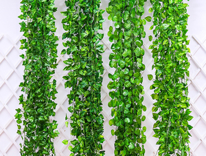 Acción de Gracias Navidad Pascua interior decorativo Artificial <span class=keywords><strong>verde</strong></span> enredadera reptil escalada techo uva vid dinero planta Twining - Product Image 3