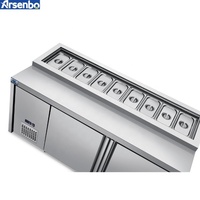 Arsenbo Personnalisable de Luxe Sous-Comptoir de Pizza Congélateurs Réfrigérateur Workbench Table de Préparation Sandwich Table De Travail