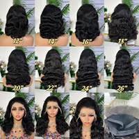 Perruques Lace Front HD sans colle en cheveux vierges pour femmes noires, vente chaude, longueur moyenne, ondulées, densité 180%, toutes couleurs