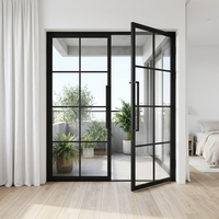 Porte en verre à isolation thermique intérieure en acier sur mesure pour villas modernes, ouverture à gauche, forgée