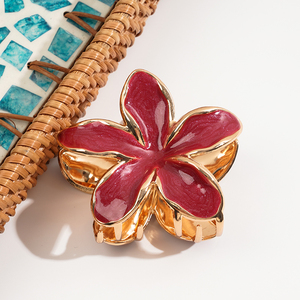 Pinza para el pelo de aleación esmaltada con diseño floral de <span class=keywords><strong>frangipani</strong></span>, estilo coreano, de uso diario, antideslizante para moños, ideal para playa y piscina, Zhuostone, ¡la más vendida! - Product Image 4