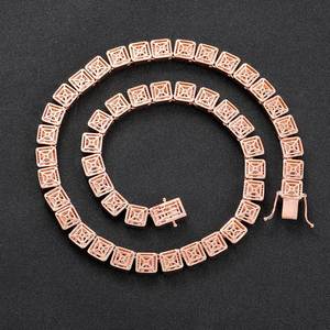 High-End Men's <b>Copper</b> Necklace Hip Hop Style Imitation Pearl Zircon Link <b>Chain</b> Geometric Hook Versatile Trendy Parties - Product Image 4
