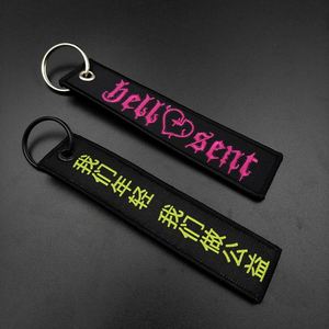 Irregular Shape Promotion Custom logo Keychain Fabric Embroidery Keychain - Product Image 3