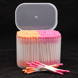 300Pcs Eco Paper Stick Dual-<strong>Tip</strong> Swabs, <strong>Pink</strong> &amp; Orange Two-Color Pack, Single Spiral &amp; Round <strong>Tip</strong>, Matte Flip-Top Square Box - Product Image 5