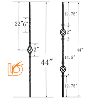 Balustrades et mains courantes à double panier en acier forgé ORB noir creux de 1/2 "pour application de pont