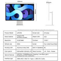 Monitor LED de 27 Pulgadas, 5K, 60Hz, 100% SRGB, Monitor Profesional para Diseño Gráfico, Edición de Fotos y Gradación de Color de Video