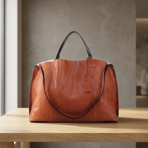 Pochette en cuir véritable avec fermeture éclair, étanche, antivol, bandoulière, capacité 3L+, sac à main léger et portable - Product Image 3