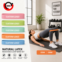 Lot de 5 bandes de résistance en latex 100 % naturel pour les hanches, les fessiers et les jambes – Entraînement à domicile, gym, yoga, musculation