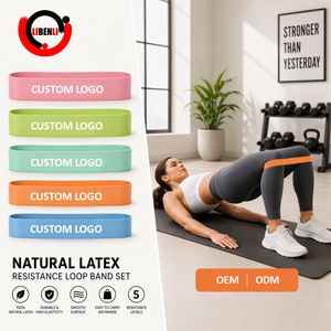 Lot de 5 bandes de résistance en latex 100 % naturel pour les hanches, les fessiers et les jambes – Entraînement à domicile, gym, yoga, musculation - Product Image 1
