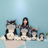 Peluches Lucifer mignonnes de 30-80 cm, poupées en peluche chat Lucifer, jouets en peluche de dessin animé, animaux en peluche, coussins, porte-clés