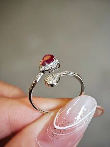 Xinlfy Luxury 18k Gold Water Drop <b>Ring</b> Natural Ruby and Diamond <b>Fine</b> <b>Ring</b> for Women's Party - Product Image 4