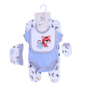 100% 棉连体衣礼品套装，适合女孩和男孩，5 件套，可爱动物图案连体衣，精品新生婴儿衣服，适合 0-3 个月婴儿 - Product Image 6