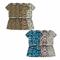 Tenue de camping d'été pour filles, ensemble 2 pièces camouflage, style militaire, haut à manches courtes à ourlet festonné, short, vêtements pour enfants