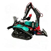 Mini Tractor Agrícola 4x4 para Pequeñas Granjas, con Orugas Reforzadas, Excavadora, Cargador, Rotocultivador, Motor de 35HP y Bomba Hidráulica