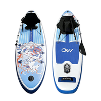 Planche de SUP gonflable bleu clair avec motif cheval du zodiaque chinois, siège amovible, planche de paddle portable pour adultes