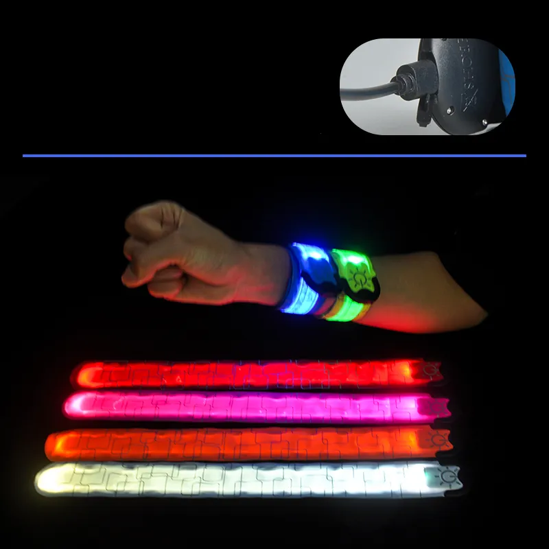 Innovative Product USB rechargeable Slap Wristband LED Armband Light Flash Bracelet Glowing Armband