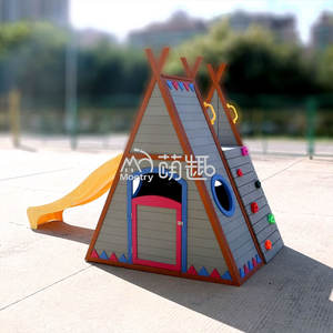 Moetry Kids Outdoor Play <span class=keywords><strong>Teepe</strong></span> Tent Maison de jeu en bois avec toboggan et mur d'escalade pour la garderie dans la cour - Product Image 3