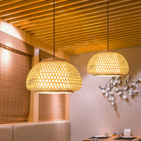 Fait à la main en osier naturel rotin abat-jour Restaurant lanterne plafonnier lustres en gros lampes suspendues suspension