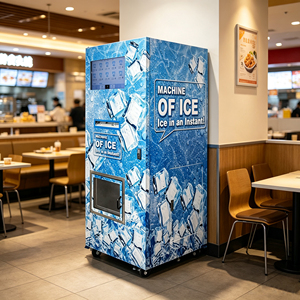 Distributeur automatique de glace en libre-service avec paiement par point de vente, écran 21,5'', machine à glace commerciale entièrement automatique sur site avec ensachage automatique - Product Image 1