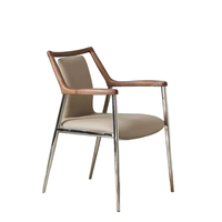 Nouvelle chaise de salle à manger de style chinois, pieds en métal, accoudoirs en bois massif, meubles durables pour la maison, chaises de salle à manger