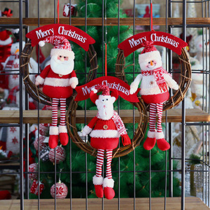 Porte vitrine fenêtre pendentif <span class=keywords><strong>couronne</strong></span> <span class=keywords><strong>de</strong></span> noël 35cm Anneau Rotin Artificiel Père Noël bonhomme <span class=keywords><strong>de</strong></span> neige poupée Couronnes <span class=keywords><strong>de</strong></span> Noël - Product Image 3